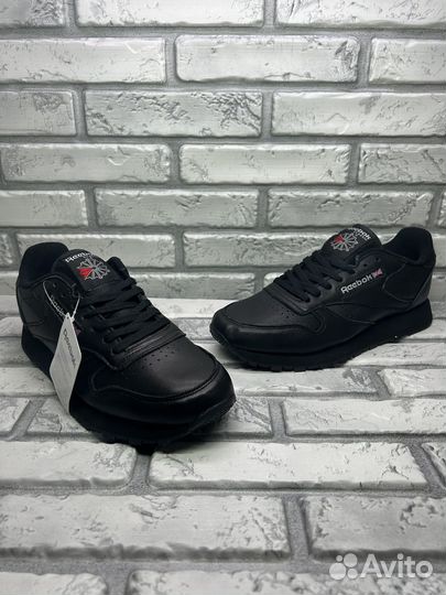 Кроссовки мужские reebok classic black кожа 41-45