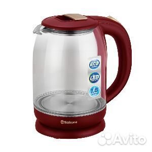 Чайник электр SA-2709R promo (1.8) стекл бордо