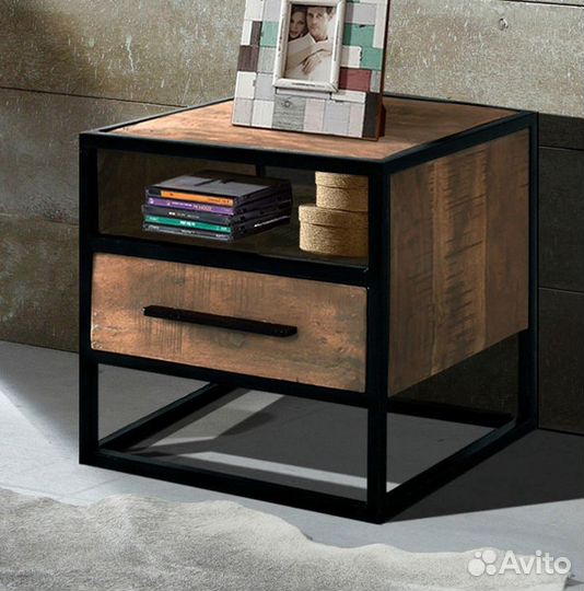 Тумба прикроватная лофт, массив