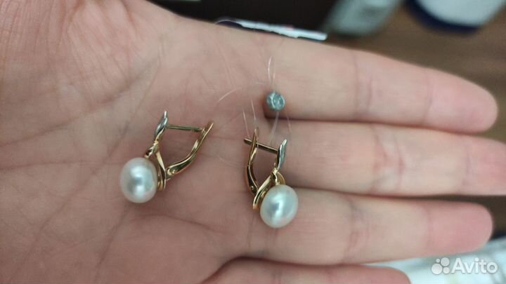 Золотые серьги с жемчугом 585
