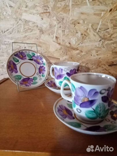 Чайные пары большие бокалы Вербилки СССР