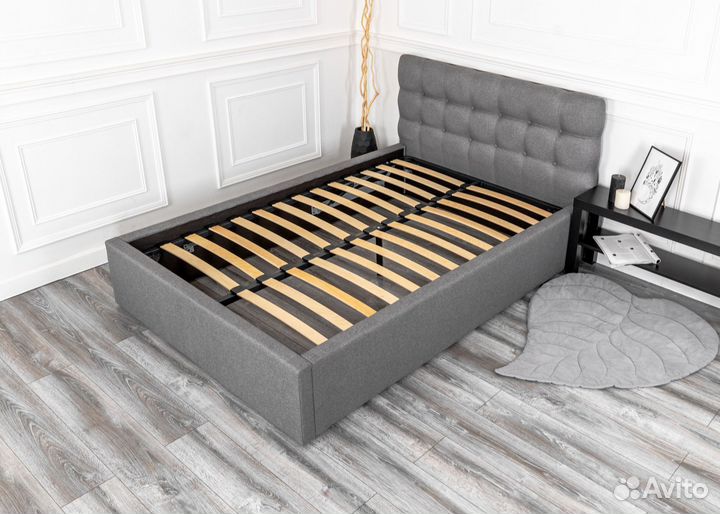 Кровать 120х200 с подъемным механизмом серая