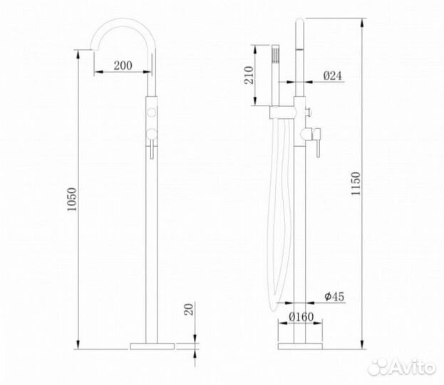 Смеситель для ванны Abber Wasser Kreis AF8115