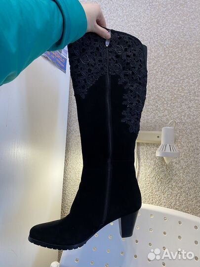 Замшевые сапоги на полную ногу ascolini 40