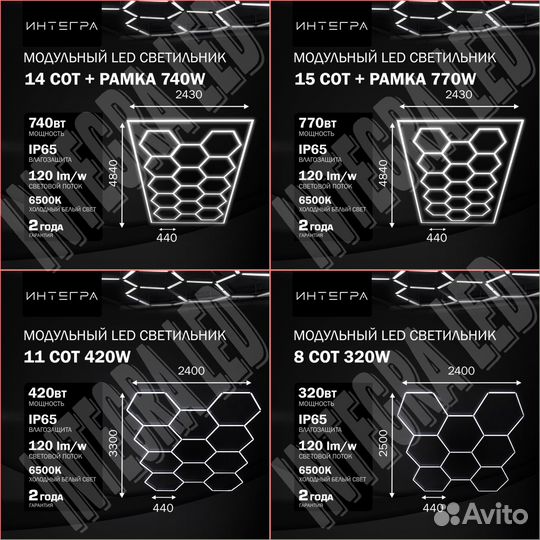 Светильники соты LED Освещение детейлинг