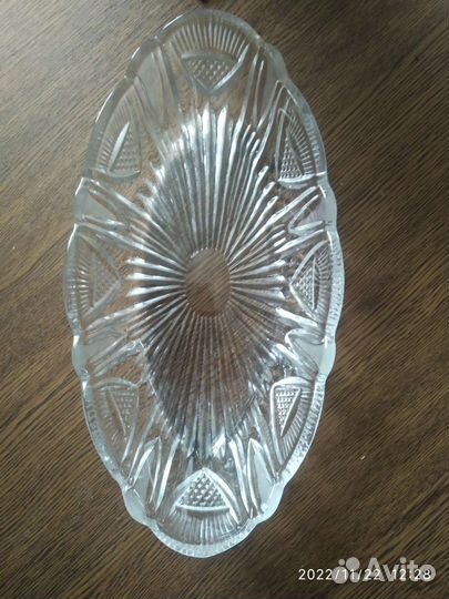 Менажница хрустальная на мельхиоровом подносе