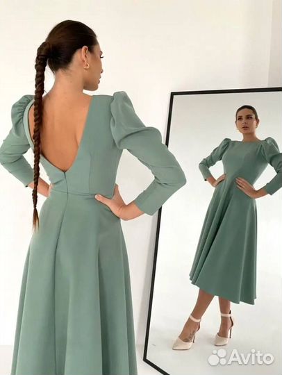 Платье оливковое вечернее 44 размер (Арт.28873)