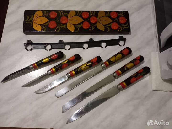 Набор кухонных ножей СССР хохлома