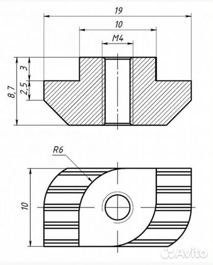 Т-Гайка паз 8 T-Nut-М6-8