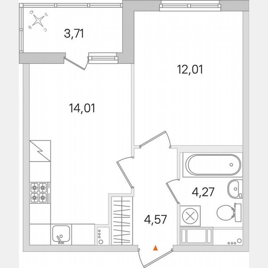 1-к. квартира, 36,7 м², 2/8 эт.