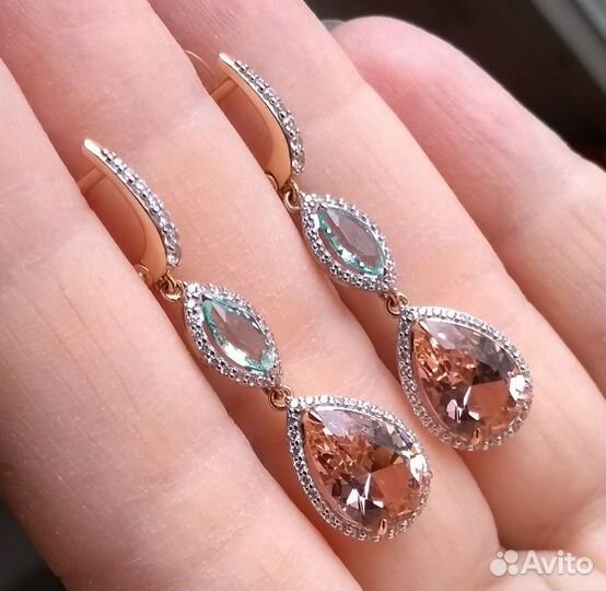 585 длинные серьги с ситаллами Новые 3310/гр