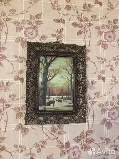 Картина «Шелкография» в бронзовой рамке