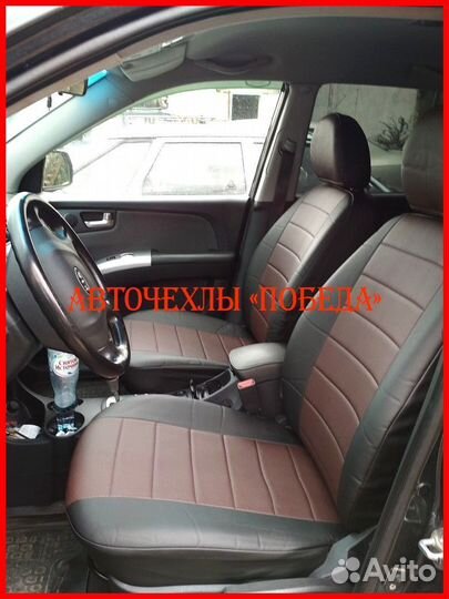 Чехлы Kia Sportage 4 из экокожи чёрно-шоколадные