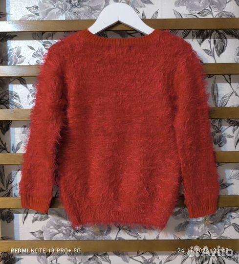 Свитер новогодний для девочки р 104/110