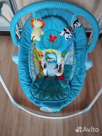 Детские электронные качели шезлонг 2в1