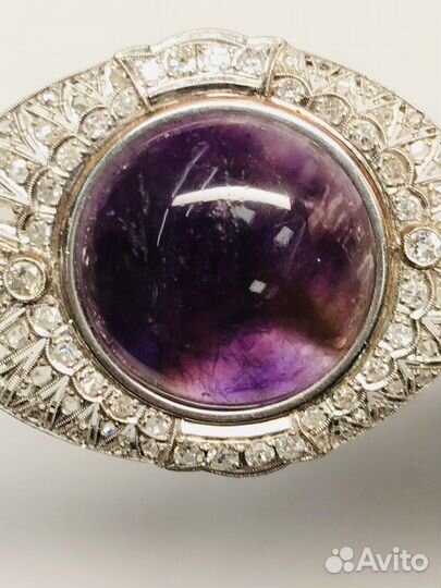 Антикварная платиновая подвеска с аметистом