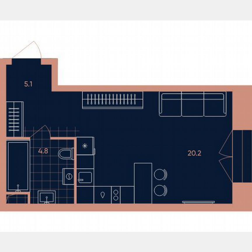 Квартира-студия, 30,1 м², 7/32 эт.