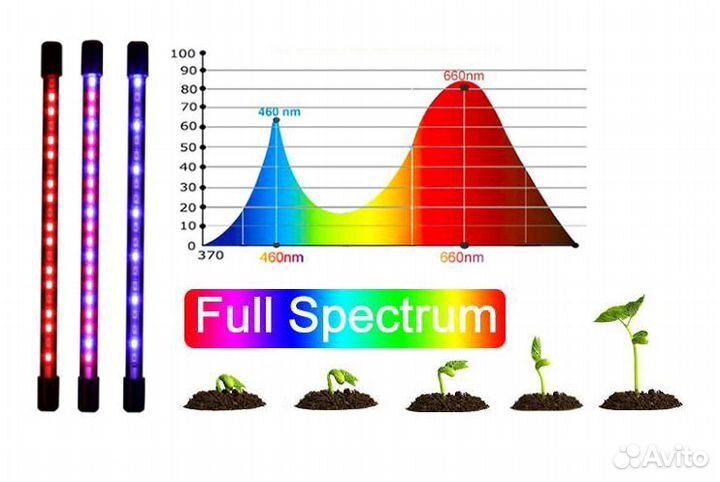Фито лампа для растений и рассады с таймером
