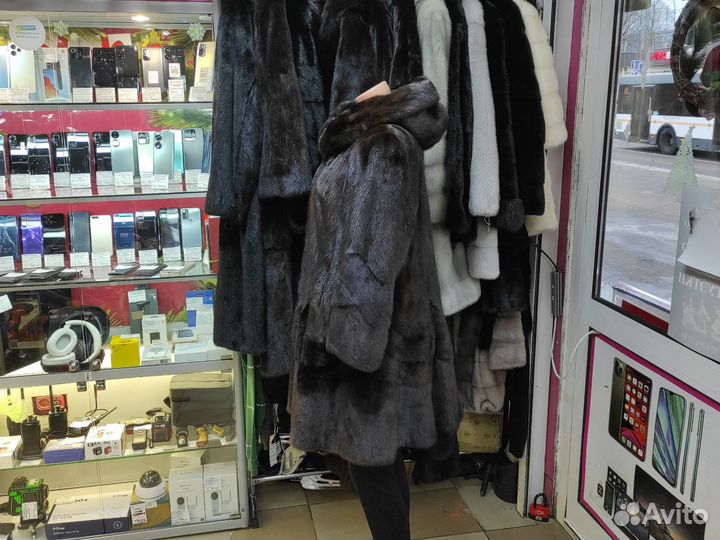 Шуба норковая с капюшоном 48 52