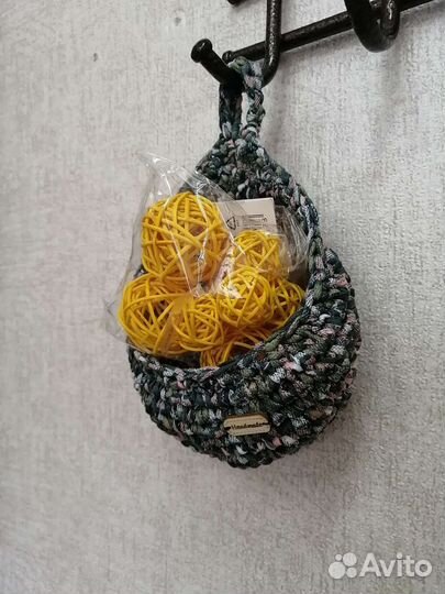 Корзинка кашпо вязаная из трикотажной пряжи