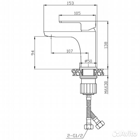 Смеситель для раковины Rossinka rs50-12 Хром