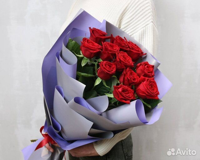 Букет из 11 красных роз 50-60 см (Россия)