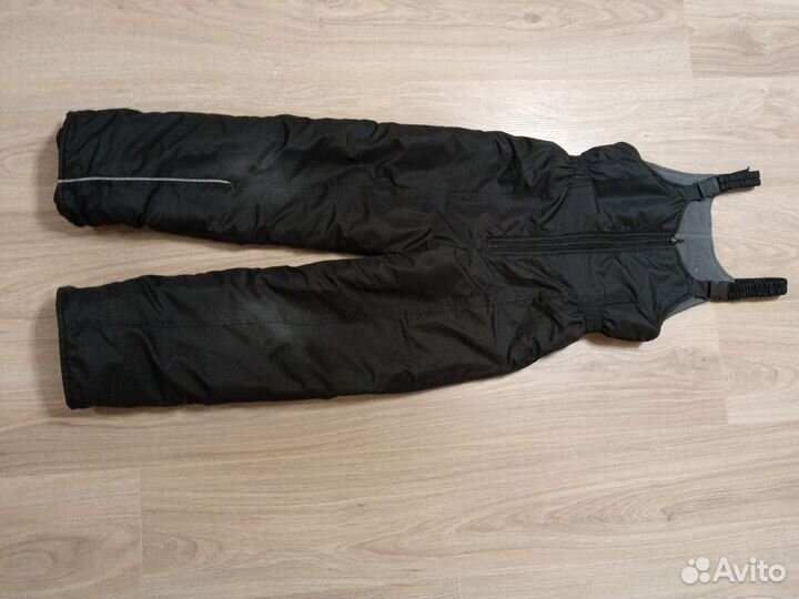 Утепленные брюки на лямках 128 р-р