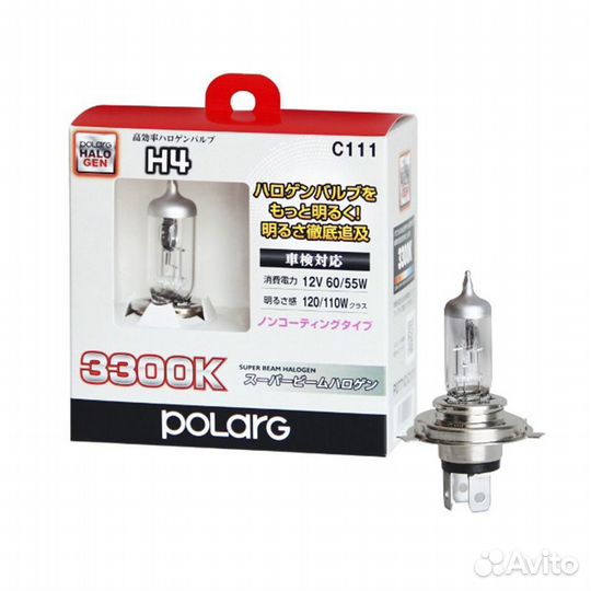 Лампа галогенная Polarg (Koito) Super Beam H4, 12V
