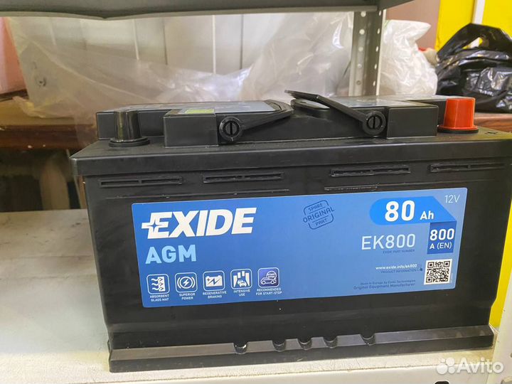 Аккумулятор Exide AGM 80 обратной полярности