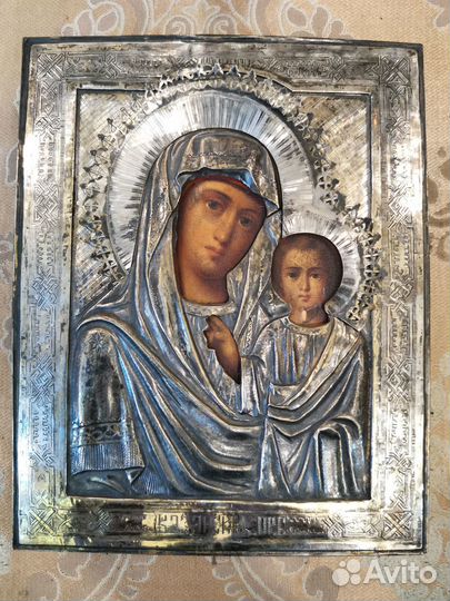 Икона Казанская богоматерь серебро 84 пр