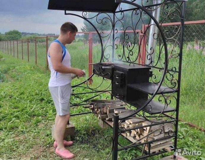 Мангал с печью и столиком
