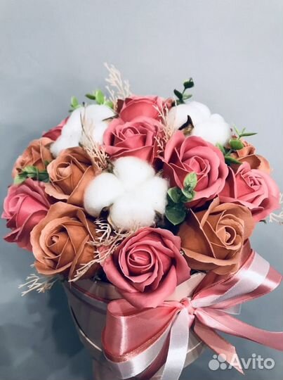 Цветочные букеты из мыльных роз