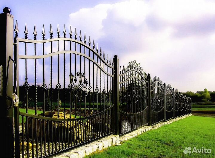 H2Заборы с калиткой кованные металлические 3м/h2 p
