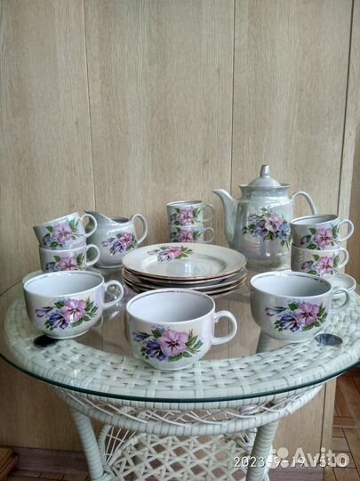 Кофейно-чайный перламутровый сервиз