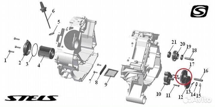 Шестерня привода масляного насоса (38 зубьев)