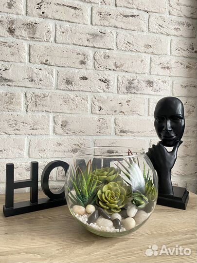 Флорариум с искусственными суккулентами