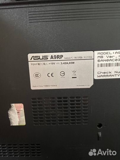 Продам старый ноутбук asus A9RP