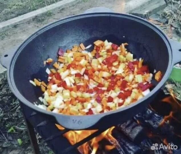 Казан чугунный узбекский 10л с крышкой