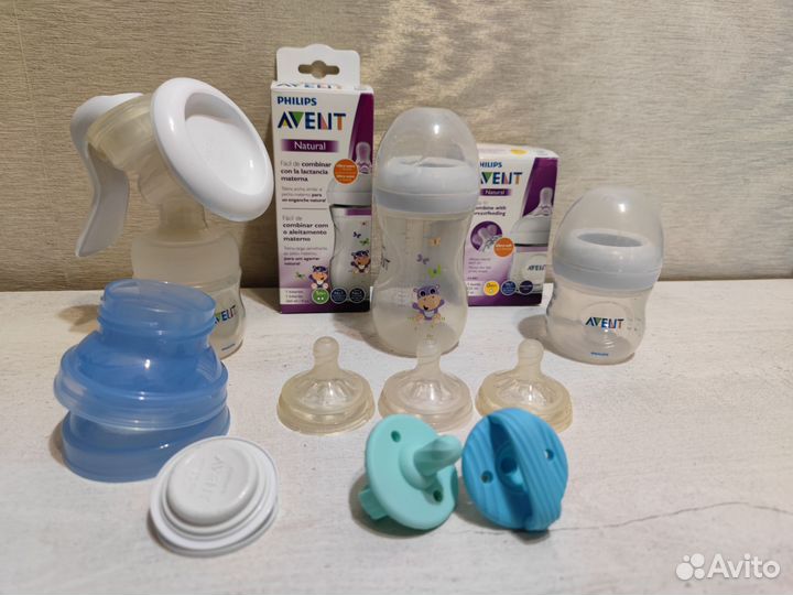 Бутылочки philips avent и ручной молокоотсос avent