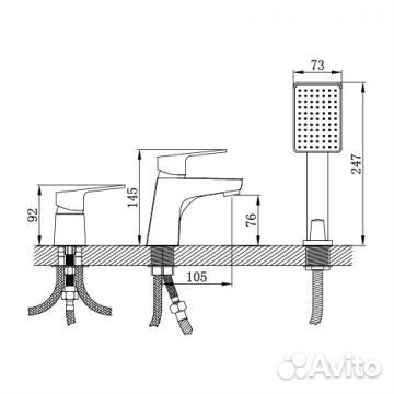 Смеситель для ванны тройной врезной Potato P11235 хром