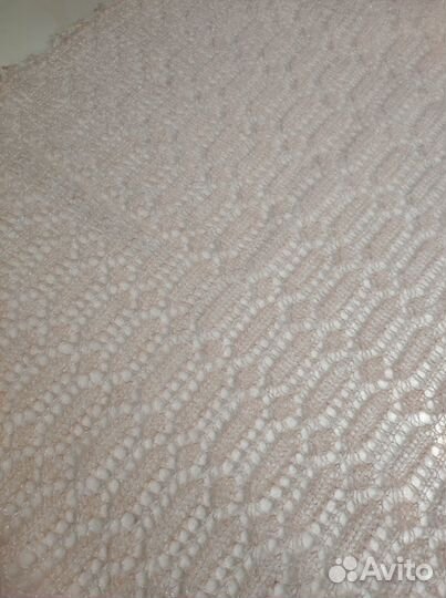 Палантин паутинка пудровый ажурный шарф мохер