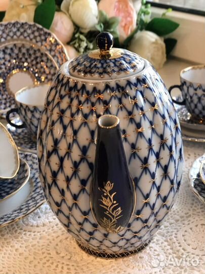 Сервиз кофейный/кобальтовая сетка/ лфз