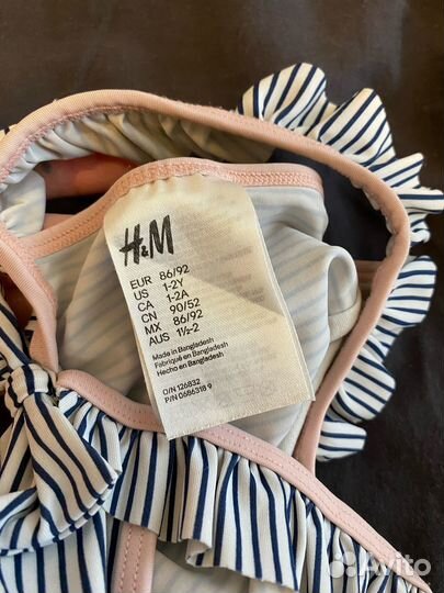 Купальный слитный детский h&m 80