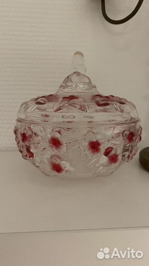 Ваза конфетница цветное стекло