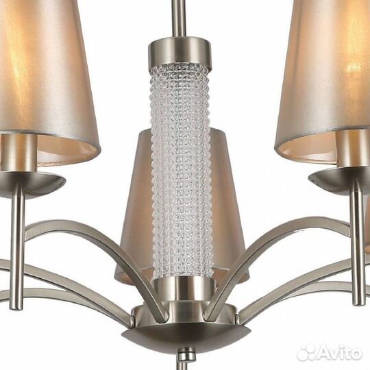 Люстра подвесная металл и текстиль в спальню