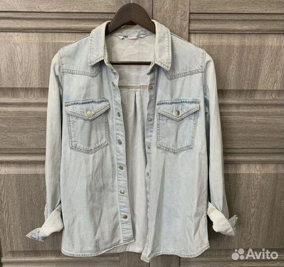 Джинсовая рубашка zara s