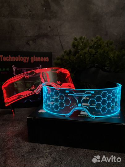 Светящиеся очки (неоновые) Cyberpunk style