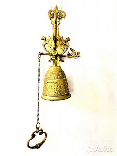 Колокол придверный антикварный бронза Франция 19 в
