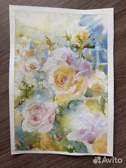Открытка. Цветочное настроение. Акварель/гуашь