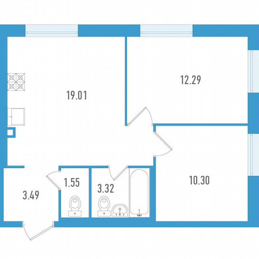 2-к. квартира, 49 м², 2/25 эт.